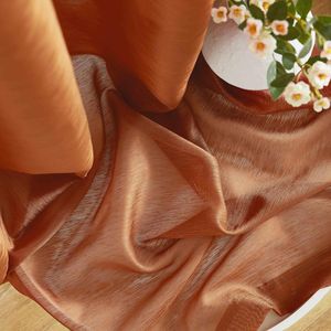 Set di 2 Tende in Voile Semi-Trasparente Premium Arancione Ruggine 137 cm L x 213 cm L con Occhielli per Camera da Letto e Soggiorno - Product Image 2