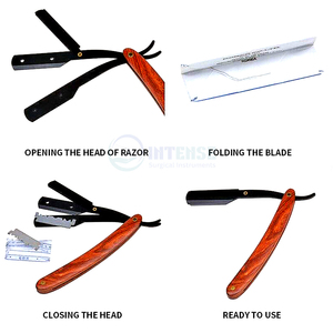 Wood Handle Straight Razor Stainless Steel Barber Shaving Razor for <b>Men</b> Wet Shave Salon Professional Use Wholesale - Product Image 6
