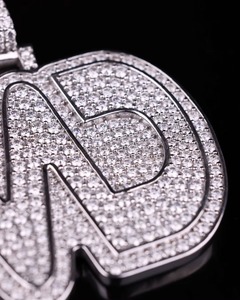 Pendentif Lettre Prénom Moissanite Entièrement Sertie de Pierres, Argent 925 Micro-Pavé, Breloques de Luxe, Pendentif Quotidien, Style Hip Hop - Product Image 4