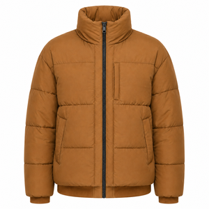 Veste matelassée pour homme à marque privée, personnalisée avec impression 3D, fermeture éclair frontale, rembourrée, hiver, col montant, poignets côtelés, vente en gros OEM - Product Image 1