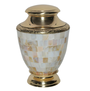 Urne funéraire en laiton gravé argenté antique pour cendres humaines adultes, style américain/européen - Product Image 3