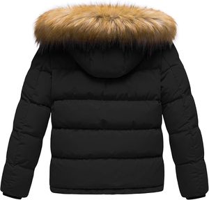 Veste matelassée noire à capuche pour homme, manteau d'hiver épais avec col en fourrure, fermeture éclair, coupe-vent, vêtement d'extérieur chaud - Product Image 5