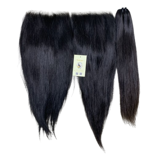 Extensiones de Cabello Humano Vietnamita de Alta Calidad con Nudos Pequeños, Paquetes de Cabello y Cierre de Encaje HD - Product Image 1