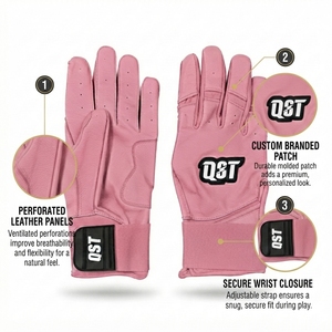 Wholesale Customizable Baseball Batting Gloves Sheepskin Leather Moisture Wicking Adjustable <b>Hook</b> Loop Closure Lightweight Team - Product Image 3