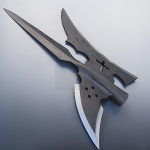 Tête de hallebarde médiévale en acier au carbone forgé, réplique historique, objet décoratif, de collection, outil personnalisé, type hache, Dark Hammer Art - Product Image 3
