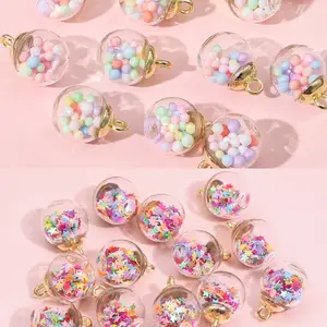 20pcs Colorful Sequins Star Sequins Round Ball Glass Ball Pendant DIY Handmade Ear Studs Earrings Ear Jewelry Material Pack