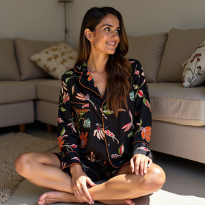 Luminous Luxe laies Pyjama Collection Chemise à manches en viscose et short à poches vêtements de nuit sexy PJ ensemble pour femme - Product Image 5