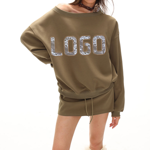 <span class=keywords><strong>Felpa</strong></span> Oversize con Collo Tondo e Fodera in Pile per Donna, <span class=keywords><strong>Nera</strong></span>, in Cotone Lavorato a Maglia, Maniche Lunghe, Spalle Scese, Stile <span class=keywords><strong>Los</strong></span> <span class=keywords><strong>Angeles</strong></span> California - Product Image 3