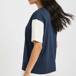 T-shirt d'été décontracté à manches courtes en jersey 100 % coton, color block, séchage rapide, respirant, avec logo imprimé personnalisé et appliqués – Meilleures ventes - Product Image 3