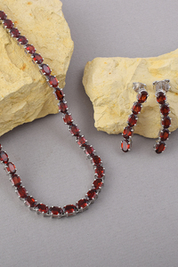 Garnet <b>Necklace</b> <b>Set</b> in 92.5 Sterling <b>Silver</b> KLSS-40219 - Product Image 5