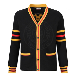 Cárdigan de punto negro para fraternidad, suéter unisex con cuello en V, bordado griego, letras APA, estilo universitario, algodón, forro polar, ropa de collage - Product Image 1