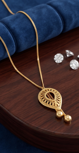 DIVYORO Gold Plated Classic Women's FILIGREE TEAR DROP PENDANT <b>CHAIN</b> - Product Image 2