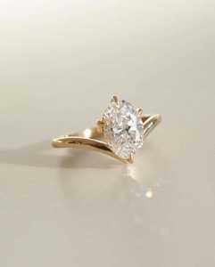 Premium Luxury 2.02CT Oval Cut Diamond Curved Band <b>Ring</b> IGI Certified Lab Grown 14K Solid Gold Unique Design Engagement Wedding - Product Image 1