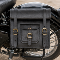 Sacoche de guidon de moto en cuir véritable noir, sacoche latérale vintage pour vélo avec fermeture éclair, légère, 4L, pour le tourisme