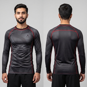 Vente en gros OEM Rashguard d'entraînement MMA à manches longues, respirant, haute élasticité, haut de compression pour grappling, fournisseur en gros - Product Image 1