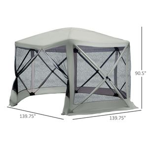 Carpa Hexagonal Beige Plegable con Malla para Reuniones al Aire Libre - Product Image 3
