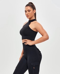 Windproof <b>Zip</b>-<b>Up</b> <b>Cropped</b> Skinny Jacket-Black - Product Image 2