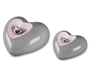 Urna Conmemorativa en Forma de Corazón Gris con Mini Corazón para Cenizas, Corazón para Cenizas Funerarias de Metal Latón/Aluminio - Product Image 3