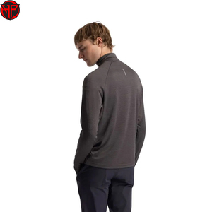 T-shirt unisexe à col montant, fermeture éclair quart de tour, maille unie, manches longues, séchage rapide, pour le sport et la course, 100 % polyester - Product Image 6