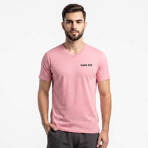 Camiseta de Cuello en V de Algodón para Hombre, Lisa, con Logotipo Personalizado Bordado, de Alta Calidad - Product Image 4