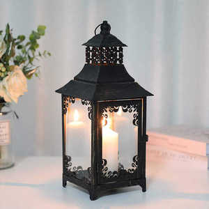 Hexagon Metal <b>Moroccan</b> Lanterns With Embossing Printing Colorful Glass Panels For Home <b>Decoration</b> Durable Hanging Candle Holders - Product Image 3