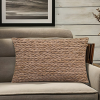Housse de coussin lombaire en laine tricotée écologique faite à la main, taille 50x50, motif rayé, en coton, pour la maison et l'hôtel