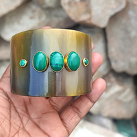Bracelet en corne de buffle de qualité supérieure, écologique, incrustation turquoise, forme polie, bijoux artisanaux naturels, objet de collection, style moderne
