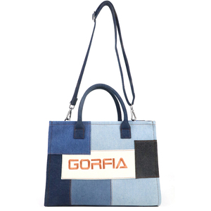 Designer Original Brand Women's Colorful Denim Tote <b>Bag</b>, Retro Fashion Detachable Shoulder Strap OEM Design <b>Bag</b> - Product Image 1