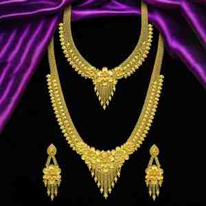 ขายส่งเครื่องประดับแฟชั่นชุบทอง 14K 18K 24K ไมครอน, ชุดสร้อยคอเจ้าสาวแบบครึ่งชุด, ชุดเครื่องประดับเจ้าสาวแบบดั้งเดิม - Product Image 1