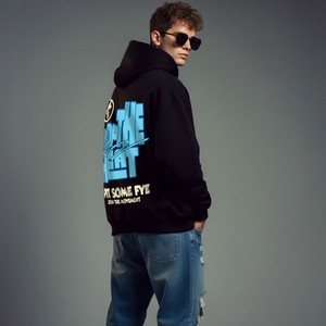 2026 Men's <b>Black</b> Hooded Sweatshirt Oversized Fit Cotton Knitted Casual Front Letter Print Pocket Design Autumn Streetwear <b>Hoodie</b> - Product Image 5