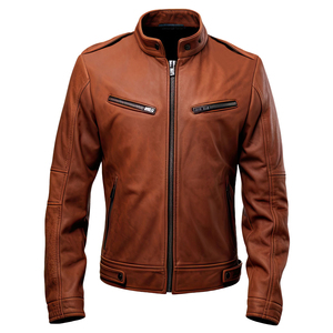 Most Demanding Full Sleeve Men's Leather Outerwear <b>Jackets</b> Windproof Stand Collar Zipper Closure <b>Sheepskin</b> Leathers <b>Jacket</b> Men - Product Image 1