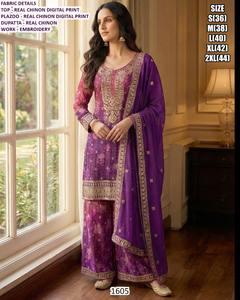 Traje Bandhani Morado Heera para Mujer, Estilo Tradicional, Largo hasta el Suelo, Corte Regular, Bordado, para Boda/Fiesta/Casual, Todas las Temporadas, Chinon - Product Image 1