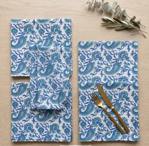 Servilletas Cuadradas de Algodón Hechas a Mano con Estampado Floral Naranja, Estilo Boho Indio Rústico para Bodas y Decoración de Mesa - Product Image 4