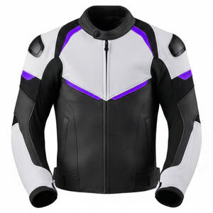 Blouson de moto unisexe en cuir léger, grande taille, respirant, imperméable, design détachable pour la course moto - Product Image 1