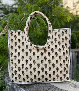 Sac rond matelassé en coton pour femme avec poignée tressée, sac à bandoulière décontracté en tissu doux - Product Image 2