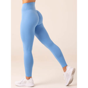 Nouveaux Leggings de Yoga Contourés Bleu Vif Uni pour Femme, Taille Haute à Cordon de Serrage, Longueur Intégrale, Légers, Tenue de Sport pour la Salle de Sport - Product Image 3