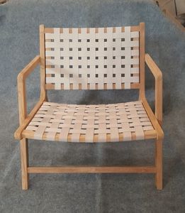 Fauteuil de salon moderne en teck massif avec sangles, pas d'assemblage requis - Product Image 2