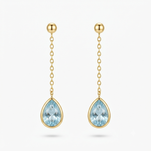 18k Gold Plated <b>Sterling</b> <b>Silver</b> Trendy Pear Quartz Earring <b>Wire</b> for Women Wedding Party Jewelry - Product Image 1
