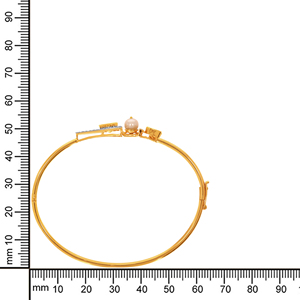 18K Gold Plated Geometric Pearl & CZ Diamond <b>Bangle</b> <b>Bracelet</b> for Women | Luxury Designer Open Cuff Jewelry - Product Image 4