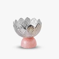 Meilleure vente : Bol à chocolat en métal argenté cannelé avec base texturée en forme de coquille, vaisselle de table arabe pour bonbons, plat de service