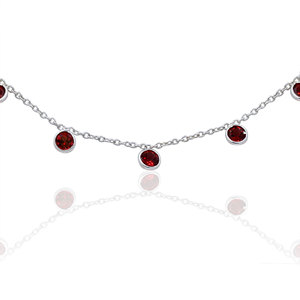 Collar de Plata de Ley 925 con Granate para Mujer, Diseño Minimalista con Corte Redondo, Cadena con Gema de Granate, Regalo de Joyería - Product Image 2