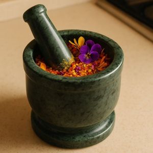 Elegant Design Marble Mortar <b>And</b> Pestle <b>Set</b> For Grinding <b>Herbs</b> <b>Spices</b> <b>And</b> Making Fresh Homemade Seasoning Blends - Product Image 1