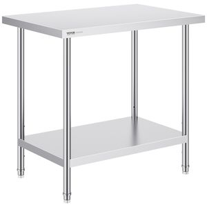 Tavolo da Preparazione Resistente 24 X 36 X 34 Pollici, Capacità di Carico 750 Libbre, 3 Livelli di Altezza Regolabili, in Acciaio per Cucine Commerciali - Product Image 1