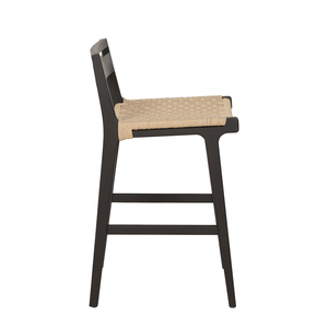 Modern Solid Wood Bar <b>Stool</b> with Woven Seat Steady & Durable Design for Home Bar Hotel <b>Dining</b> Use - Product Image 1