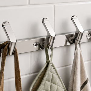 4 Pin SS202 Stainless Steel Cloth <b>Hook</b> Wall Mounted Heavy Duty Rustproof Door <b>Towel</b> Hanger Coat Holder for Bathroom Wholesale - Product Image 5