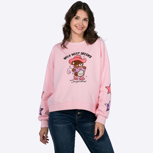 Sudaderas de Lujo con Apliques Bordados y Gráficos, Sudaderas Extra Grandes de Felpa de Algodón para Mujer, Sudadera con Cuello Redondo y Gráficos Rosas Personalizados - Product Image 4