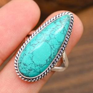 Bague en turquoise Santa Rosa, argent sterling 925, bijoux faits à la main de style ethnique, bague en pierre précieuse naturelle, unique - Product Image 3