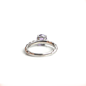 Bague de fiançailles et de mariage en argent sterling 925 plaqué or 14 carats avec améthyste taille brillant sertie à griffes, pierre précieuse de luxe pour les fêtes - Product Image 2