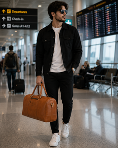 Premium Leather Duffel <b>Bag</b> for Men Travel Weekender <b>Overnight</b> Gym Carry On Luggage with Shoulder Strap - Product Image 6