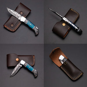 Short <b>Sign</b> High Industrial Grade Damascus Steel Folding Pocket Knife Custom Camping Hunting Outdoor Survival Drop Point Black - Product Image 5